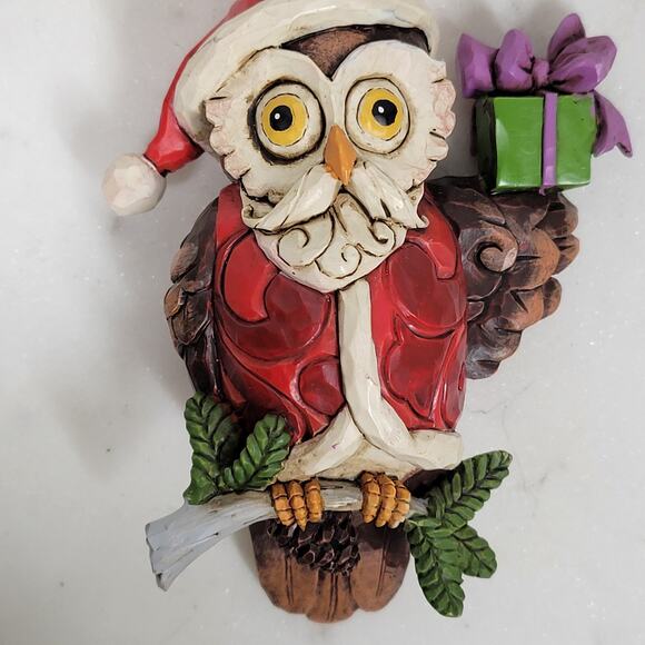 Jim Shore Heartwood Creek Santa Owl Ornament Hand Painted Holiday Christmas Tree - Picture 2 of 11